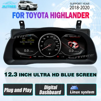 12,3-инчов автомобилен цифров сензор, виртуална кабина за Toyota Highlander 2018-2020, на екрана на арматурното табло за измерване на скоростта за забавление