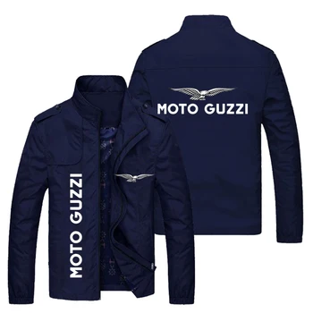 2023New, Пролетно-Есенна Мъжки Ежедневни Ветровка с Логото на Moto Guzzi, Принт с цип, Тънка яке-бомбер в стил Хип-Хоп, Мъжки Палта