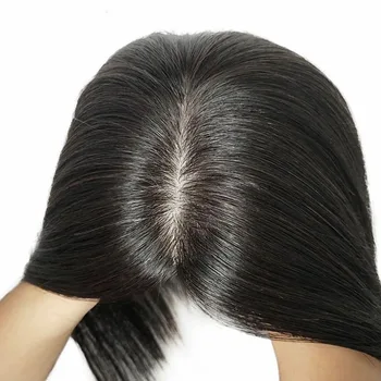 6x6 см Инъекционная коприна основа за кожа, Коси, женски topper, европейският перука за коса, щипки в шиньоне, естествен Покрив за кожата на главата