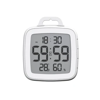 Baldr Водоустойчиви цифрови сгъваеми стенни часовници за душ, Таймер, LCD екран, влагомер, Термометър, Обратното броене на времето, часовници за баня с плетене на една кука