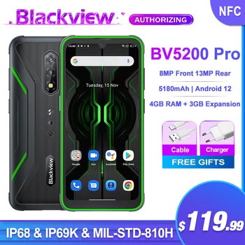 Blackview BV5200 Pro Здрав Телефон 5180 ма 6,1 Инча Android 12,4 GB 64 GB Восьмиядерный Мобилен Телефон С 13 Мегапикселова Camare ArcSoft NFC Мобилен телефон
