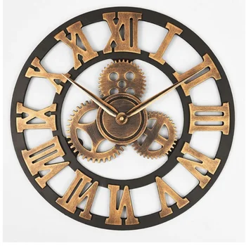Gear Големи стенни часовници с Модерен дизайн кварцов часовник с изключване на звука Дървен декор на 3D ретро Horloge Saat