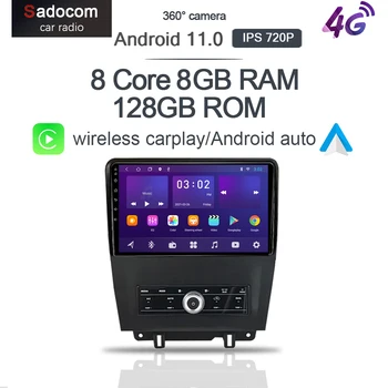IPS 720P 360 Панорамна Камера 8 + GB 128 GB Android 11,0 Кола DVD плейър GPS WIFI Стерео-RDS авторадио DSP За FORD Mustang 2009-2014