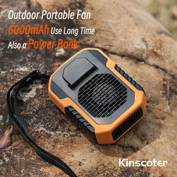 Kinscoter 6000 mah окачен вентилатор на врата/за кръста на USB Мини акумулаторна батерия за Преносим вентилатор за къмпинг, туризъм, катерене, бягане, спорт на открито