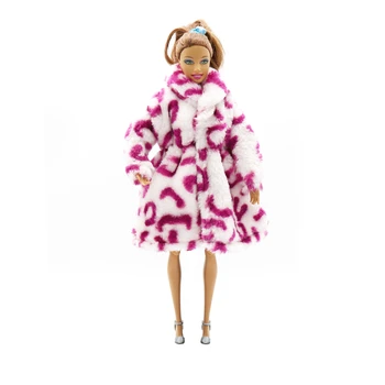NK 1x Кукла Леопардовое плюшевое палто зимни дрехи облечи снежен костюм Облекло за кукли Барби модно палто 08B 5X