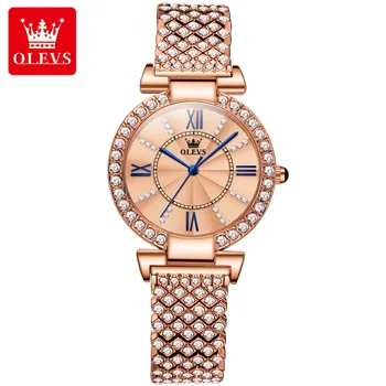 OLEVS/ нови луксозни часовници с кристали, дамски модни елегантен ръчен часовник, кварцов часовник за момичета, дамски часовници Relogio Feminino