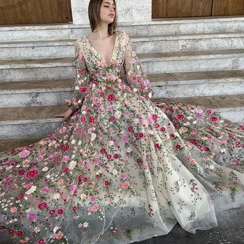 Sharon Said Луксозни Дълги Вечерни рокли с бродерии 2023, винтажное вечерна рокля с цветен модел за жени, за Сватба парти SS231