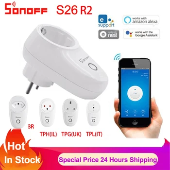 Sonoff S26R2 Smart Wifi Plug Умна Безжична Изход Таймер Дистанционно Гласов Контрол Чрез прилагане Ewelink Работа с Алекса Google Home IFTTT