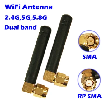 Wi-Fi Антена 2,4 Ghz/5,8 Ghz двойна лента Конектор 3dbi RPSMA/SMA Гума Aeria за Mini PCI Card Камера USB Мрежов Адаптер Път