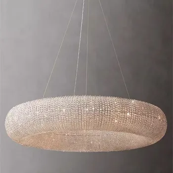 Американски луксозен таван, led висящи лампи E14, окачена лампа за дневна, кристална окачен лампа K9, Декор за вътрешно осветление