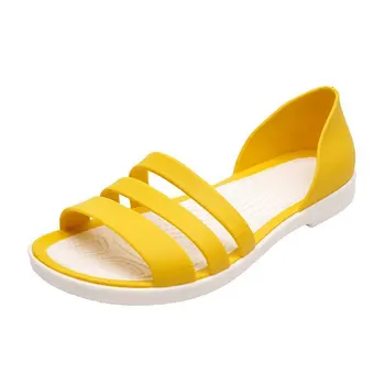 Дамски летни сандали на равна подметка 2022, джапанки-джапанки с отворени пръсти, ежедневни, плажни обувки с ярки цветове, дамски желейная обувки 2023