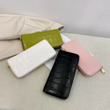Жена портфейл с цип, практични женски чантата си за ръка с голям капацитет от изкуствена кожа, модерен женски чантата с дълги секции, дамски портфейл 2023