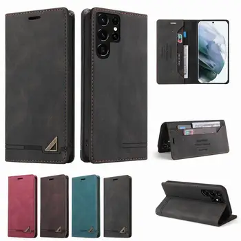 За Samsung Galaxy S22 Ultra Case кожен портфейл флип-надолу капак за Samsung S22 Plus S22 калъфи за телефони, Магнитни cover-награда на държач за карти