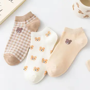 Креативни нови чорапи с мечка, дамски чорапи със средна дължина, японски сладки малки пресни студентски чорапи, есенни и зимни чорапи