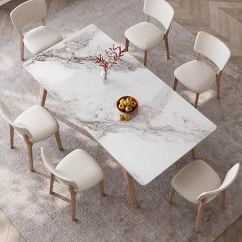 Маса правоъгълна домакински модерен проста маса за хранене и столове от масивно дърво, комбиниран маса за хранене 1.4 m 1,6 m