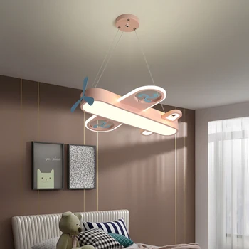 Модерна розово-синя Led полилей deco дизайнерска лампа под формата на самолет за малки момичета и момчета, начало декор, полилей за детска стая, осветление