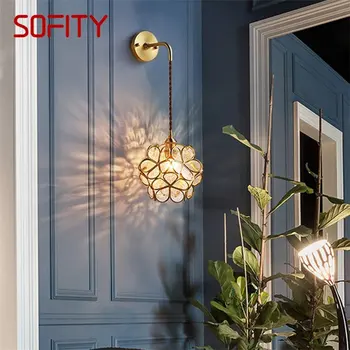 Модерните стенни лампи SOURA от месинг, творчески романтична Листче, декоративни, за стая, коридор, Легла, Хотел