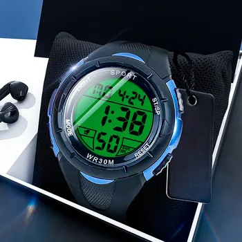 Модни Прости Спортни електронни часовници, мъжки военни часовник, будилник, Удароустойчив водоустойчив цифров часовник Reloj Hombre