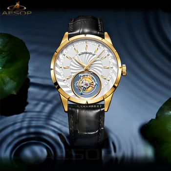 Мъжки механичен часовник AESOP, часовници с турбийоном, мъжки часовници с виртуален скелет, и мъжки часовници за мъже, луксозни механични часовници Montre Homme