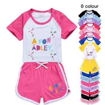 Нов Комплект летни дрехи за момичета и момчета A for Adley, Детска спортна тениска + Панталони, комплект от 2 теми, Бебешки дрехи, Удобни дрехи, Пижами