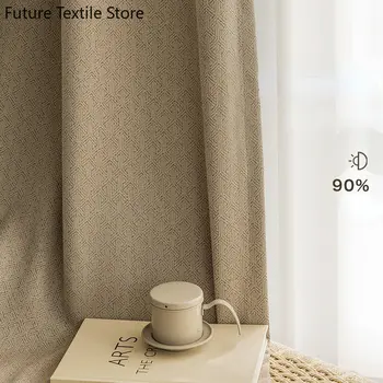 Обичай модерни минималистичные плътни завеси от японски памук и лен, спалня, дневна с прозорци от пода до тавана, новост 2023 година