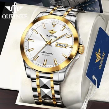 Оригинални мъжки ръчен часовник OUPINKE, злато, диамант, волфрам, стомана, сапфир, внесени механичен механизъм, луминесцентни часовници за мъже