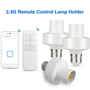 Основата на лампата с нажежаема жичка 2,4 G за led лампи, адаптер за контакта WiFi Smart Bulb за притежателя на led лампи Google, безжично дистанционно управление, интелигентен таймер