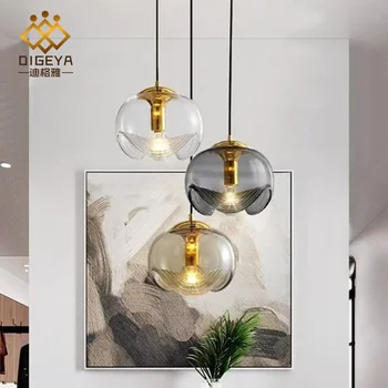 полилей ретро iron геометричен окачен лампа, лампа от пузырькового стъкло, висящи лампи, реколта полилей luminaria de mesa