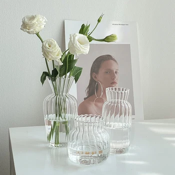 Проста Стъклена ваза във формата на пяна, Ваза за домашно творчество, прозрачна Гидропонная Ваза, Украса на Сватбена маса