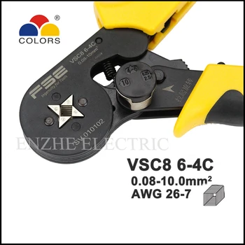 Ръчни инструменти FASEN мини-вид, самостоятелно регулиране обжимные клещи VSC8 6-4/6-4A, специални четырехсторонние обжимные пинцети 26-7AWG, дължина на ножа