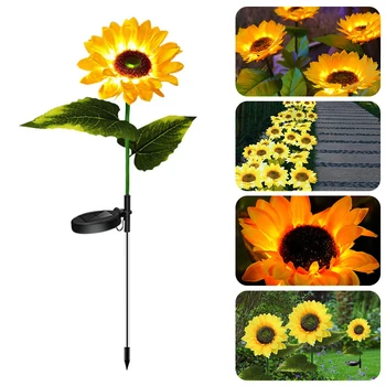 Соларни лампи за градината на открито със слънчогледи, Водоустойчив Имитация на слънчева светлина, Романтичен, Пищен Преносим лампа за украса на празника