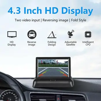 Универсален автомобилен монитор HD екран, камера за задно виждане и безжичен Предавател, приемник, водоустойчив видео, противотуманное Стъкло 4.3 инча