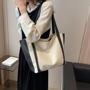 Холщовая чанта с голям капацитет, дамски чанти-месинджър, женствена чанта през рамо, дизайнерски висококачествена чанта Sac A Main